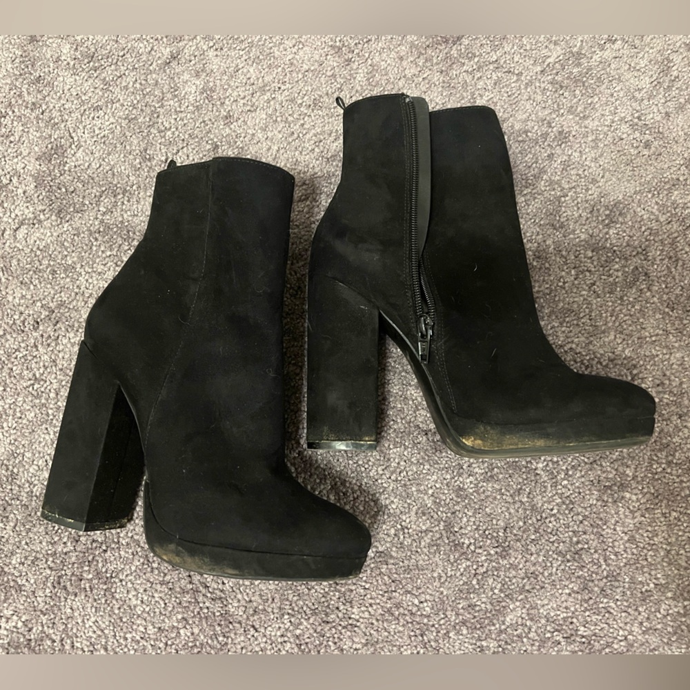 Black suede booties